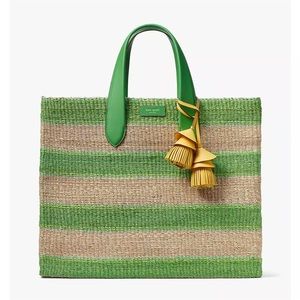 kate spade Manhattan Striped Straw Large Tote